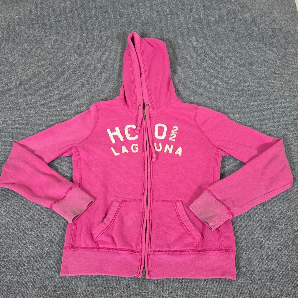 2000s Hollister California Pink Full Zip Hoodie Sweatshirt Womens Large Laguna